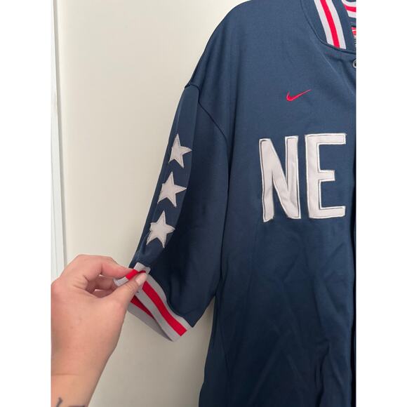Vintage Nike New Jersey Nets Warm-Up Short Sleeved Jersey Mens L NBA Button Up - Picture 4 of 8
